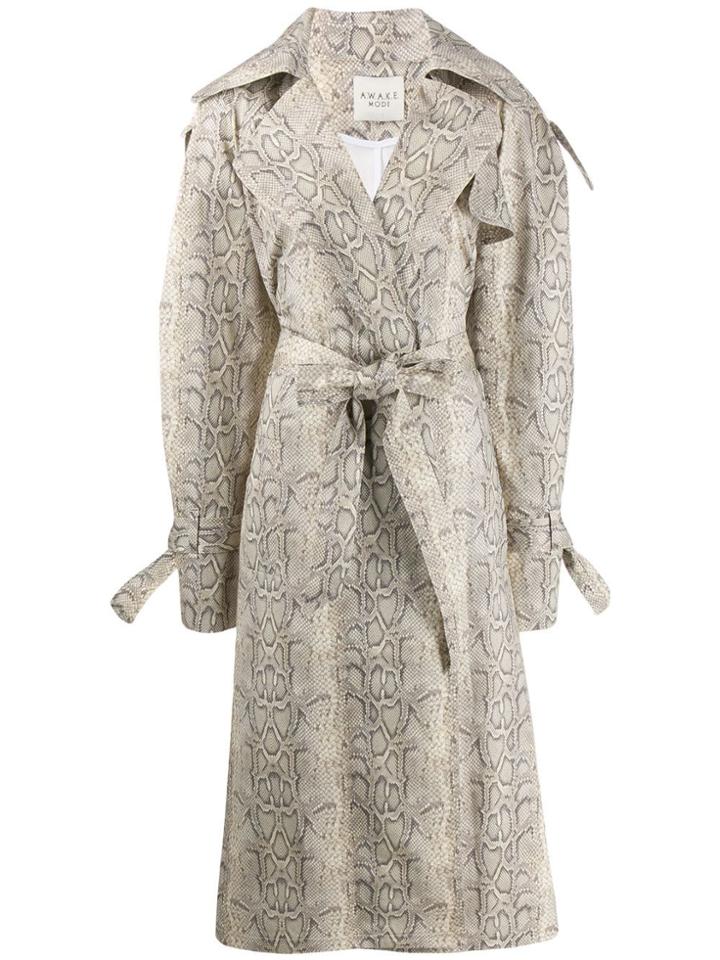 A.w.a.k.e. Mode Dana Python Trench Coat - Neutrals