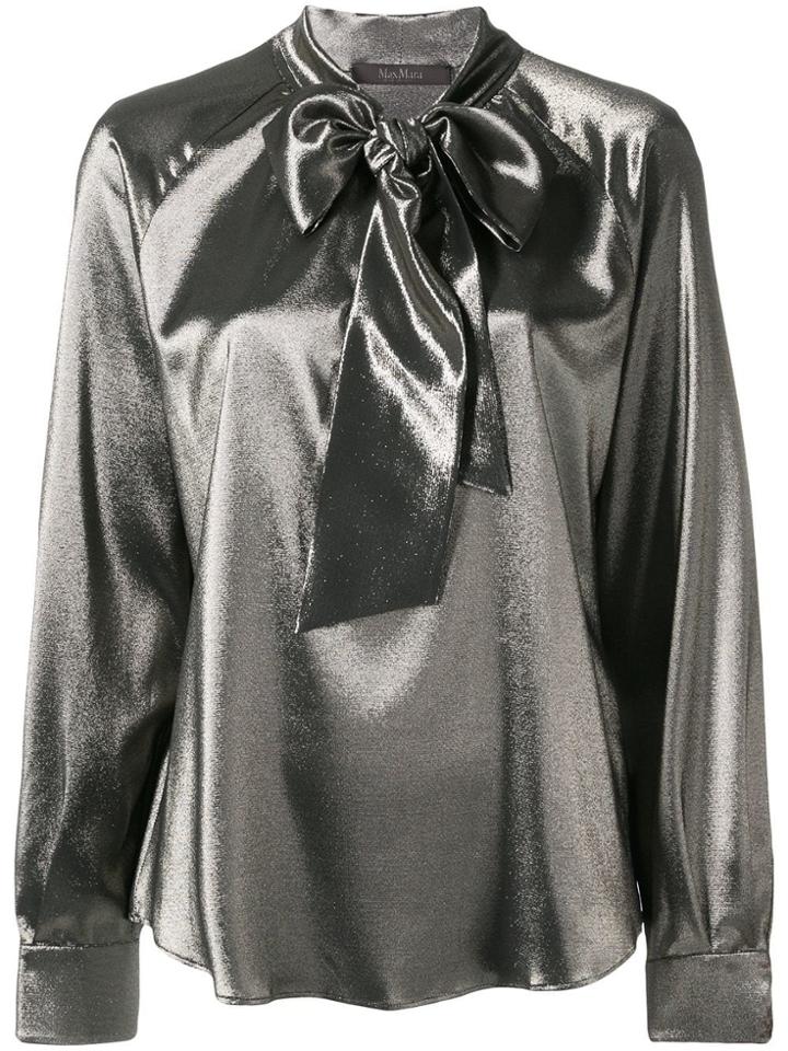 Max Mara Neck-tied Long Sleeve Blouse - Gold