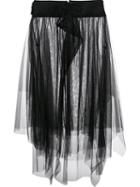 Y's Asymmetric Tulle Skirt, Women's, Size: 2, Black, Cotton/nylon