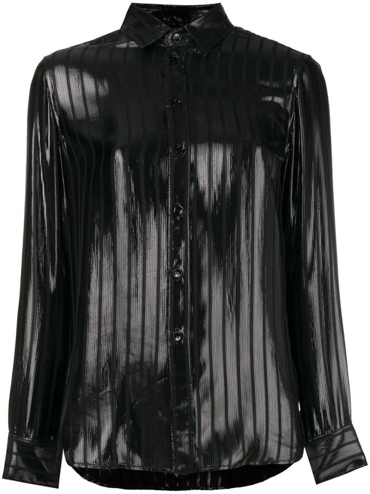 Saint Laurent Striped Patent Shirt - Black