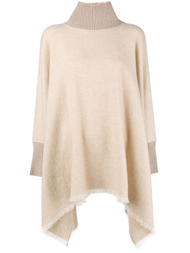 Agnona Turtleneck Poncho - Nude & Neutrals