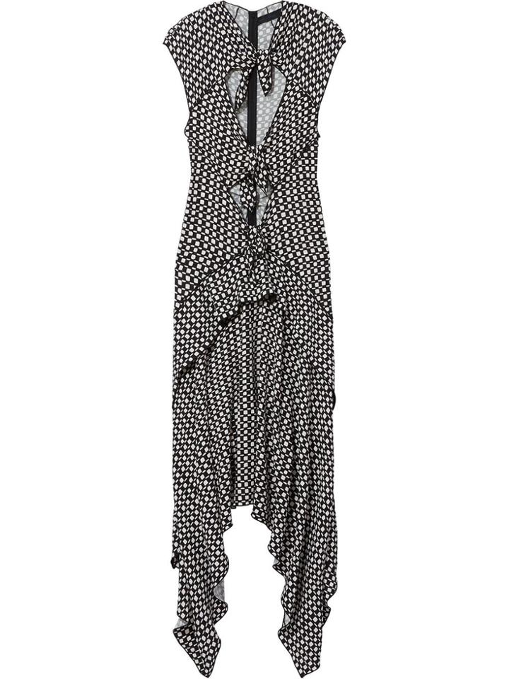 Proenza Schouler Checkered Cap Sleeve Tie Dress - Black