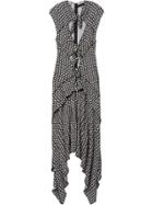 Proenza Schouler Checkered Cap Sleeve Tie Dress - Black