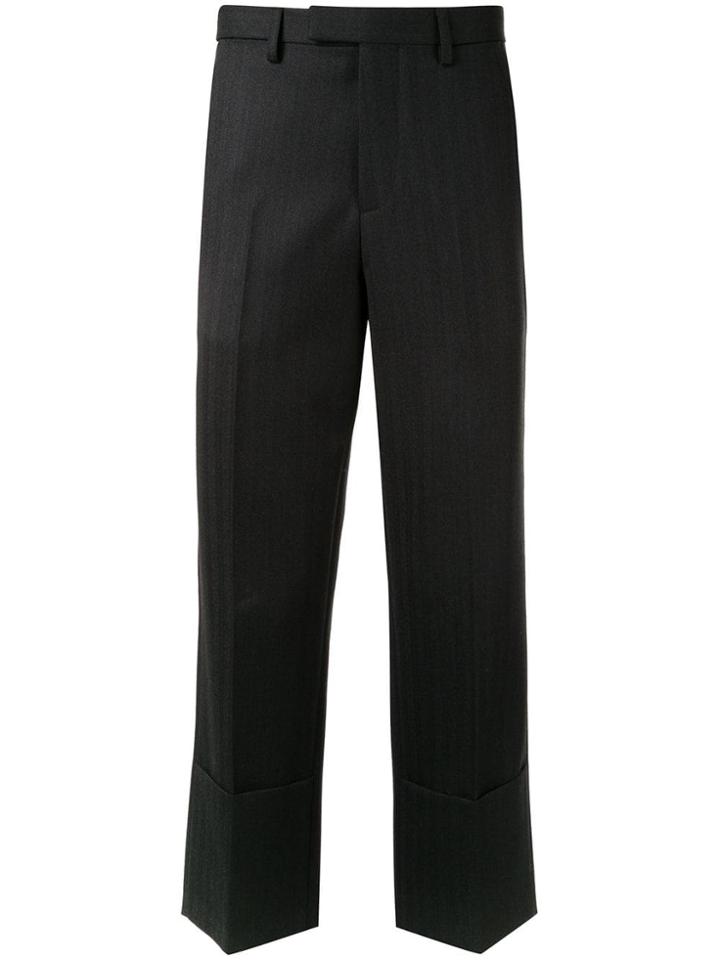 Raf Simons Slim-fit Turn-up Trousers - Black