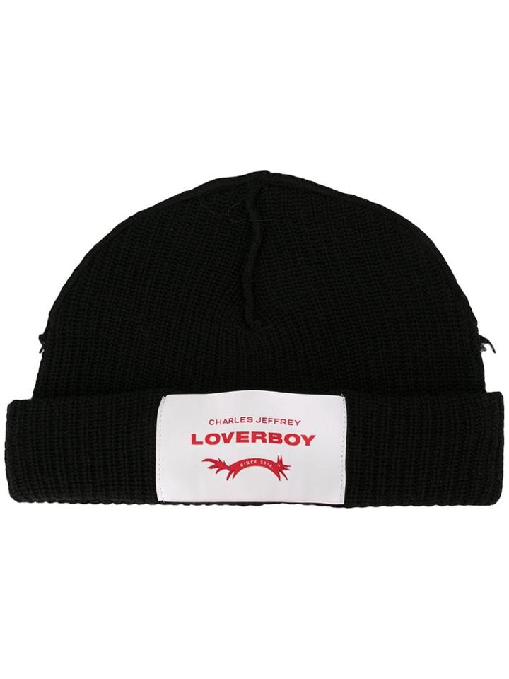 Charles Jeffrey Loverboy Logo Patch Beanie - Black