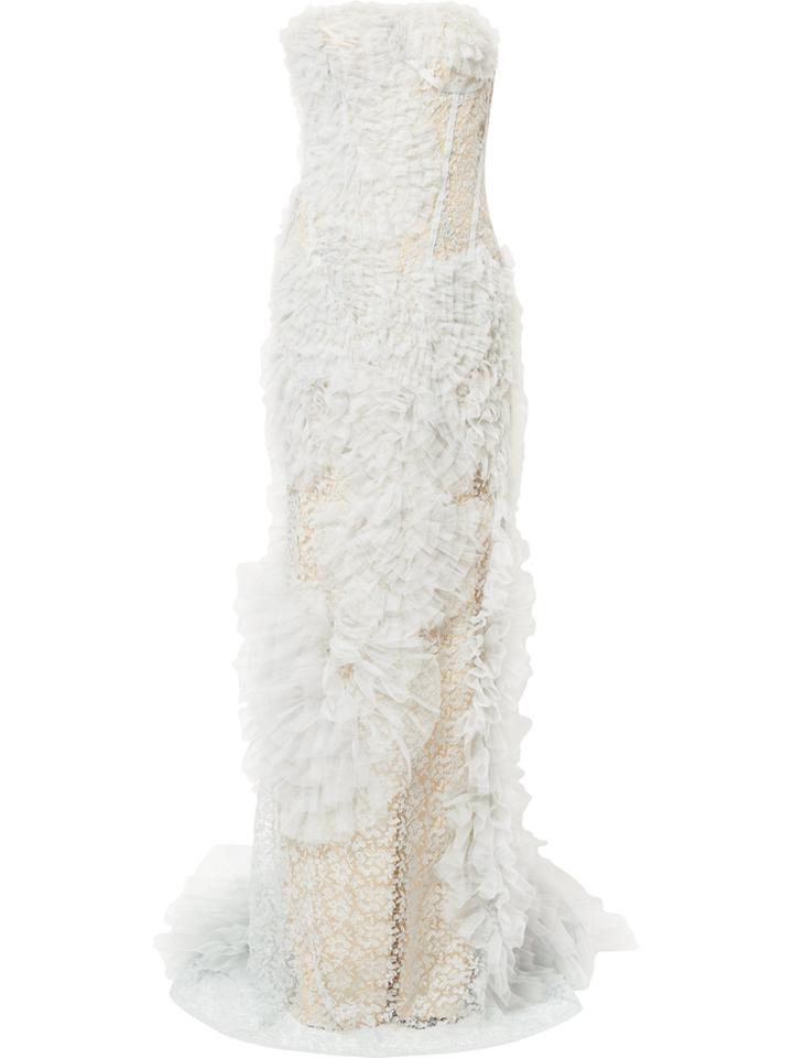 Ermanno Scervino Ruffled Lace Dress - Grey