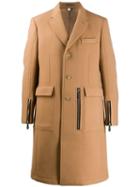 Burberry Zip Details Single Breasted Coat - Brown
