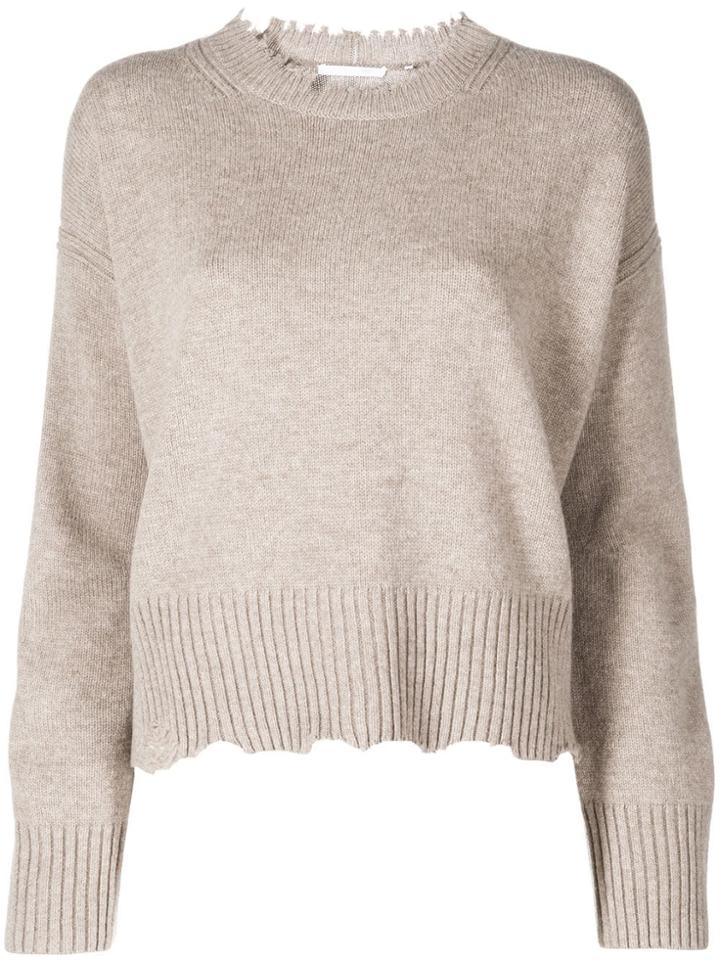 Helmut Lang Distressed Knitted Jumper - Neutrals