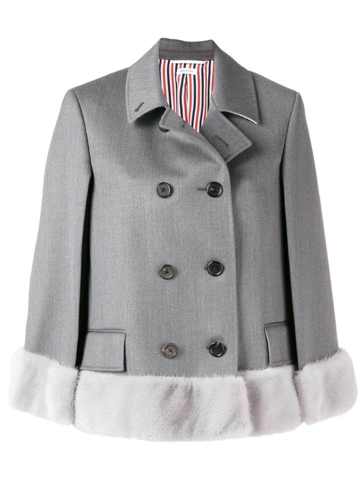 Thom Browne Mink High Break Cape - Grey