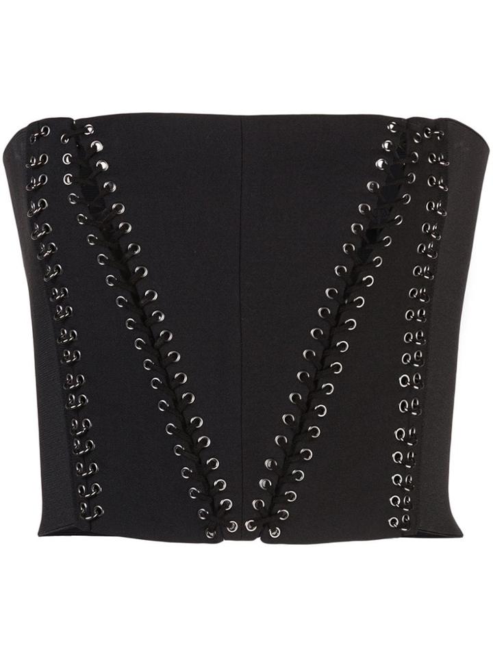 Vera Wang Lace-up Detail Bustier - Black