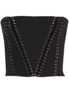 Vera Wang Lace-up Detail Bustier - Black