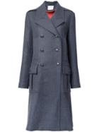 Pierre Balmain Double Breasted Coat, Women's, Size: 38, Grey, Cotton/acrylic/wool