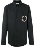 Givenchy - Floral-crown Embroidered Shirt - Men - Cotton/polyester - 42, Black, Cotton/polyester