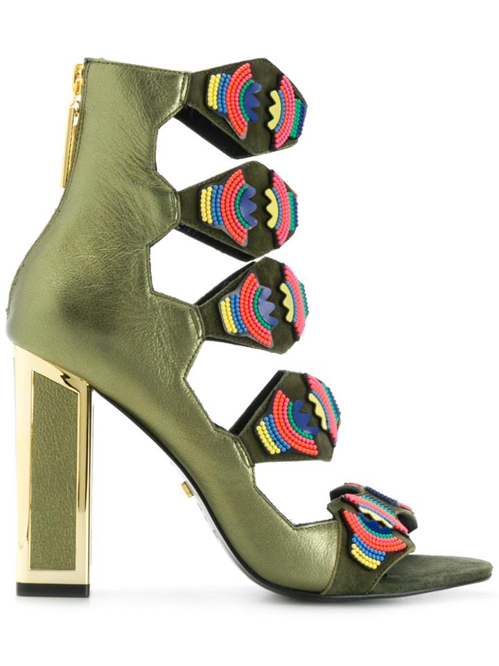 Kat Maconie Thea Beaded Sandals - Green