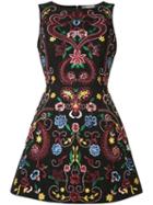 Alice+olivia Floral Flared Dress, Women's, Size: 2, Black, Cotton