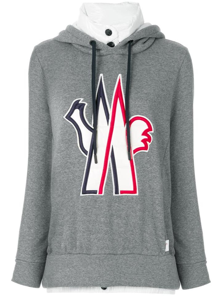 Moncler Grenoble Logo Patch Hooded Sweatshirt - Grey