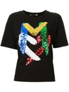 Love Moschino Sequin Appliqué T-shirt, Women's, Size: 38, Black, Cotton