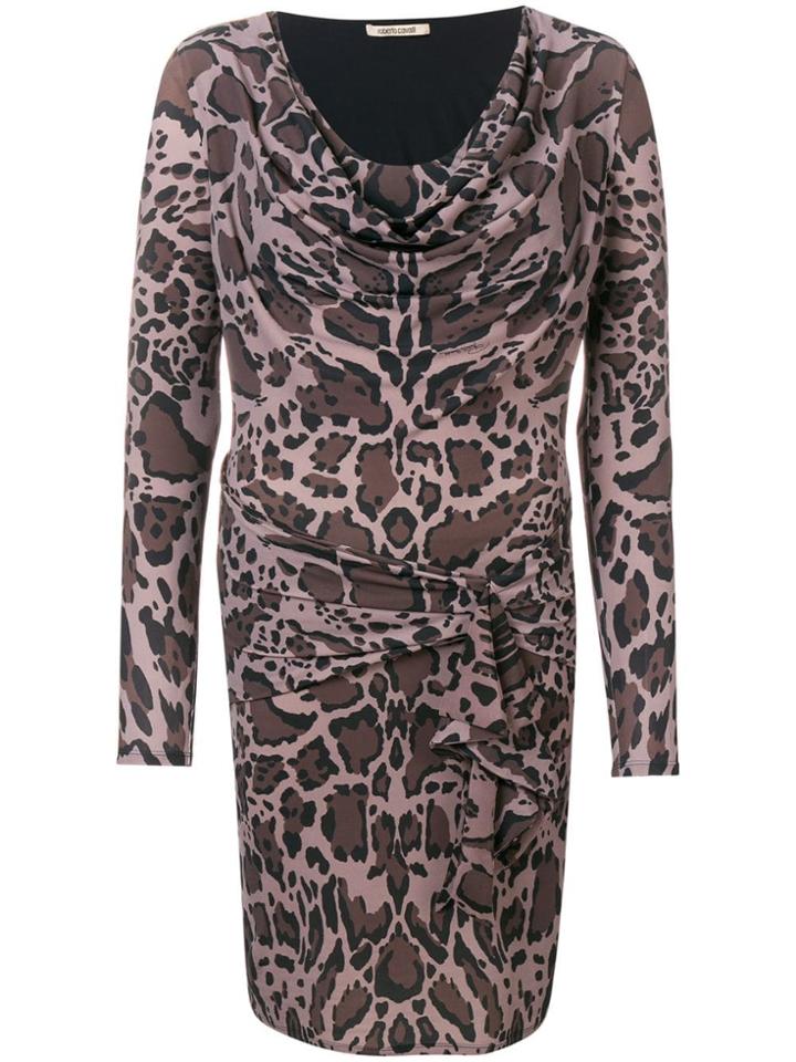 Roberto Cavalli Animal Print Fitted Dress - Brown