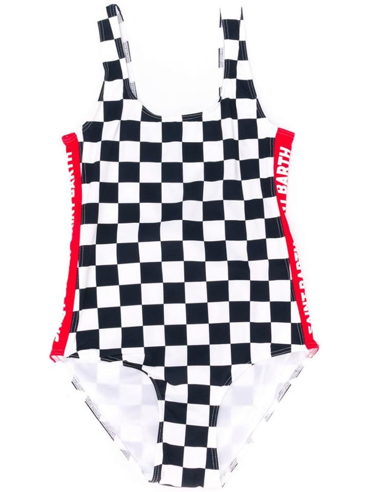 Mc2 Saint Barth Kids Checkered Swim Suit - White