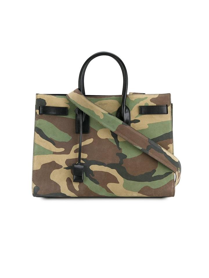 Saint Laurent 'sac De Jour' Tote, Men's, Green, Suede/leather
