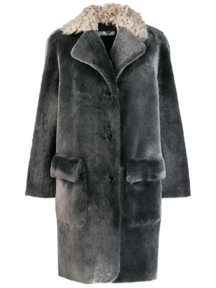 Desa 1972 Shearling Collar Coat - Grey