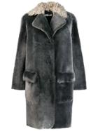 Desa 1972 Shearling Collar Coat - Grey