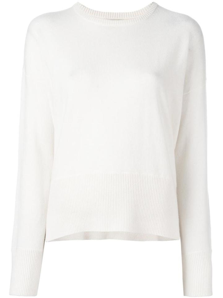 Allude Round Neck Pullover, Women's, Size: Medium, White, Cashmere/virgin Wool