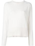 Allude Round Neck Pullover, Women's, Size: Medium, White, Cashmere/virgin Wool
