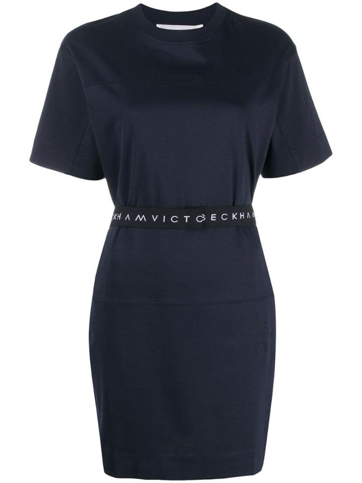 Victoria Victoria Beckham Logo Waistband Dress - Blue