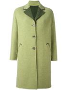 Etro Contrast Lapels Buttoned Coat, Women's, Size: 44, Green, Polyamide/acetate/viscose/wool
