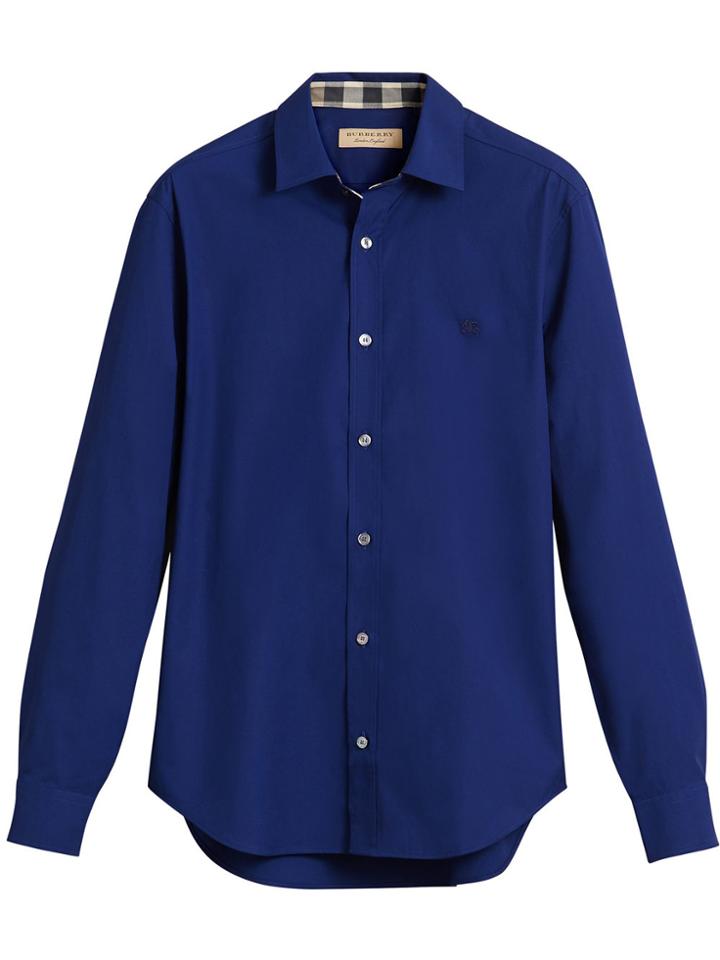 Burberry Check Detail Shirt - Blue