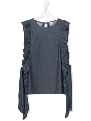 Piccola Ludo Ruffle Sleeve Blouse - Blue