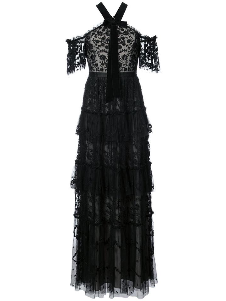 Needle & Thread - Embroidered Maxi Dress - Women - Nylon/polyester - 2, Black, Nylon/polyester