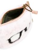 Mr & Mrs Italy - Spectacles Embroidered Bag - Women - Cotton/mink Fur/rabbit Fur - One Size, Black, Cotton/mink Fur/rabbit Fur