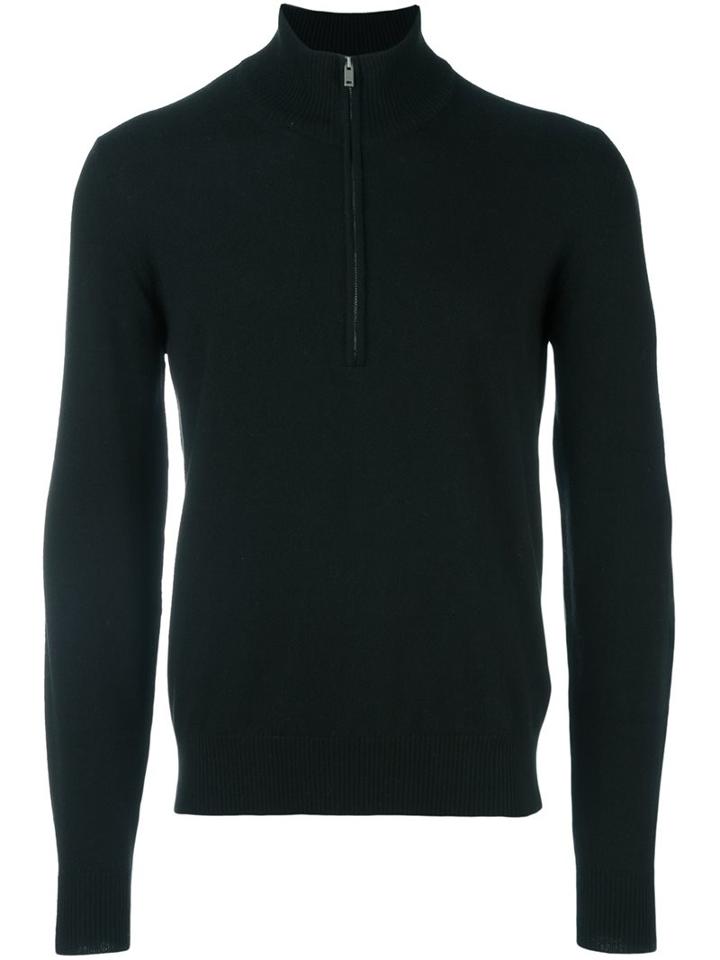 Maison Margiela Elbow Patch Zip Sweater, Men's, Size: Xl, Black, Leather/wool