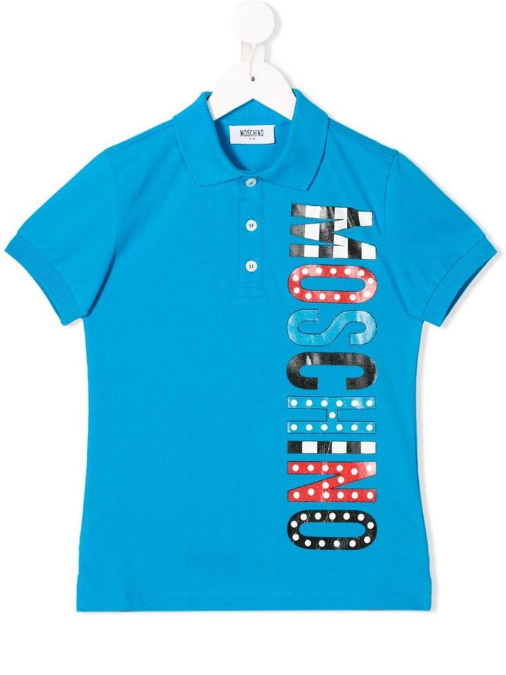 Moschino Kids Teen Logo Short-sleeve Polo Top - Blue