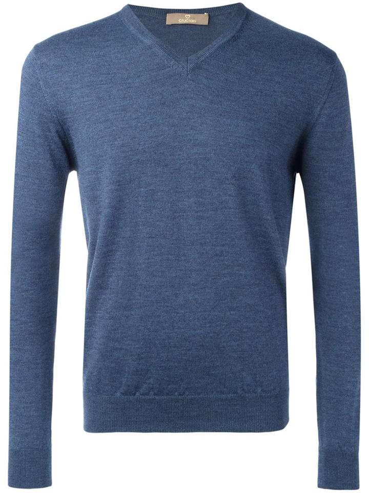 Cruciani V Neck Sweatshirt - Blue