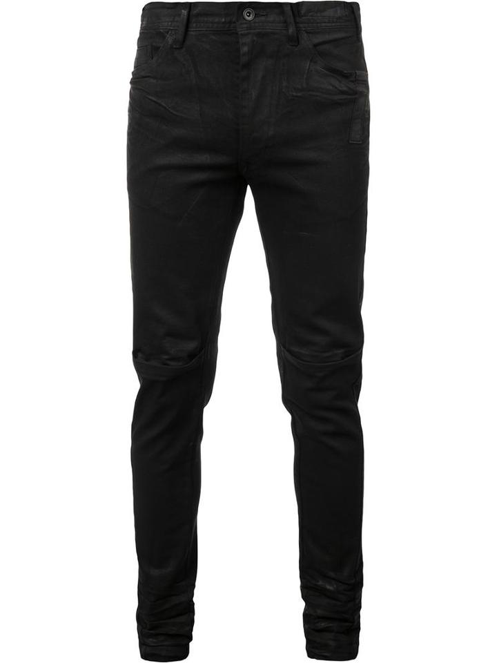 Julius Coated Split Knee Jeans, Men's, Size: 2, Black, Cotton/polyester/polyurethane