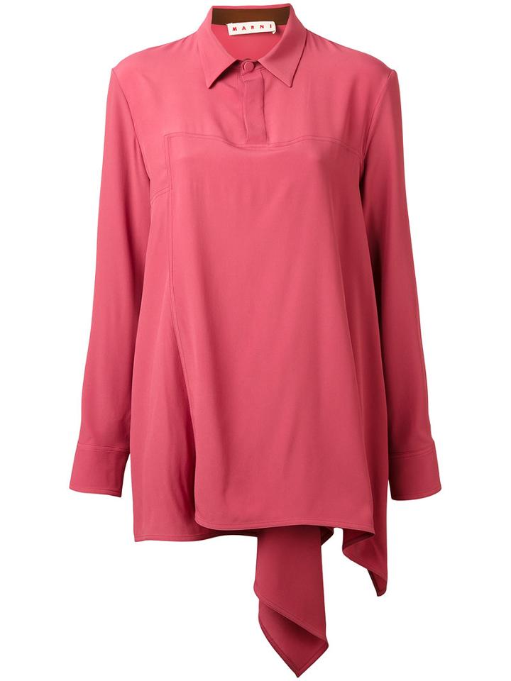 Marni - Asymmetric Blouse - Women - Acetate/silk - 44, Pink/purple, Acetate/silk