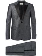 Saint Laurent Metallic Peaked Lapel Suit, Men's, Size: 48, Black, Wool/cupro/polyester/cotton
