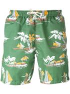 Drumohr - Tropical Print Swim Shorts - Men - Cotton - M, Green, Cotton