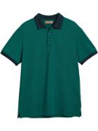 Burberry Knitted Detail Piqué Polo Shirt - Green