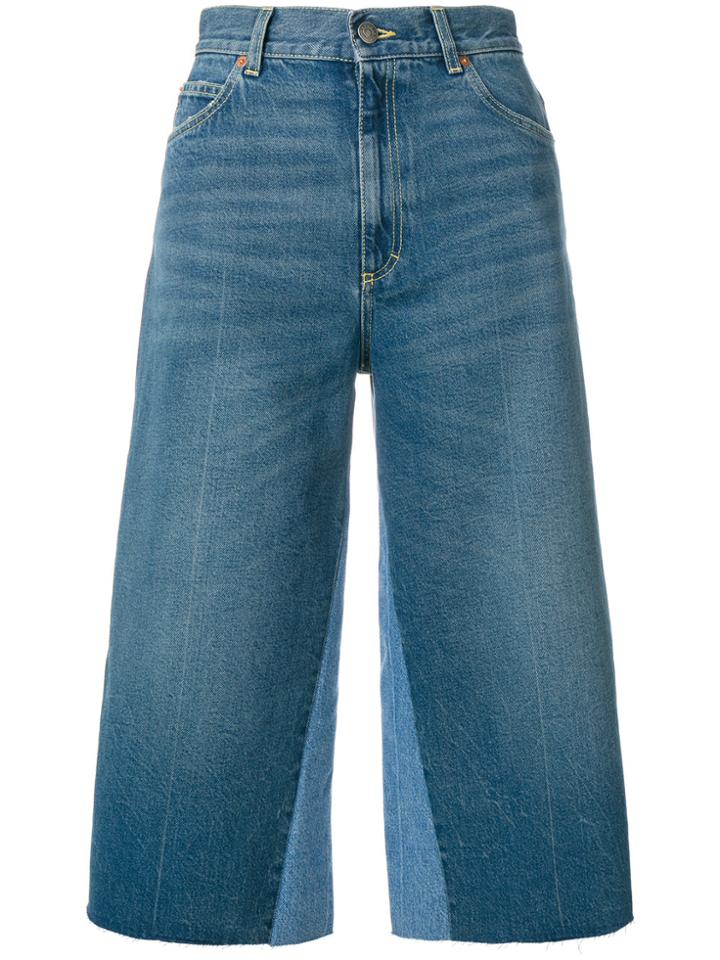 Gucci Butterfly Patch Cropped Jeans - Blue