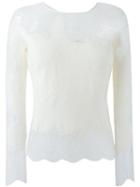 Ermanno Scervino Lace Insert Knitted Top, Women's, Size: 42, White, Silk/polyamide/cashmere/wool