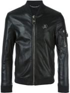 Philipp Plein Zipped Bomber Jacket, Men's, Size: Xl, Black, Lamb Skin/cotton/acetate/polyester