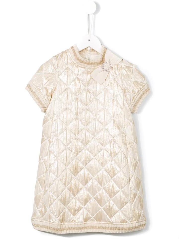 Mi Mi Sol Knitted Trim Quilted Dress, Girl's, Size: 12 Yrs, Grey