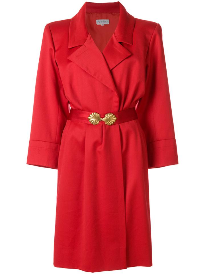 Yves Saint Laurent Vintage Belted Blazer Dress - Red
