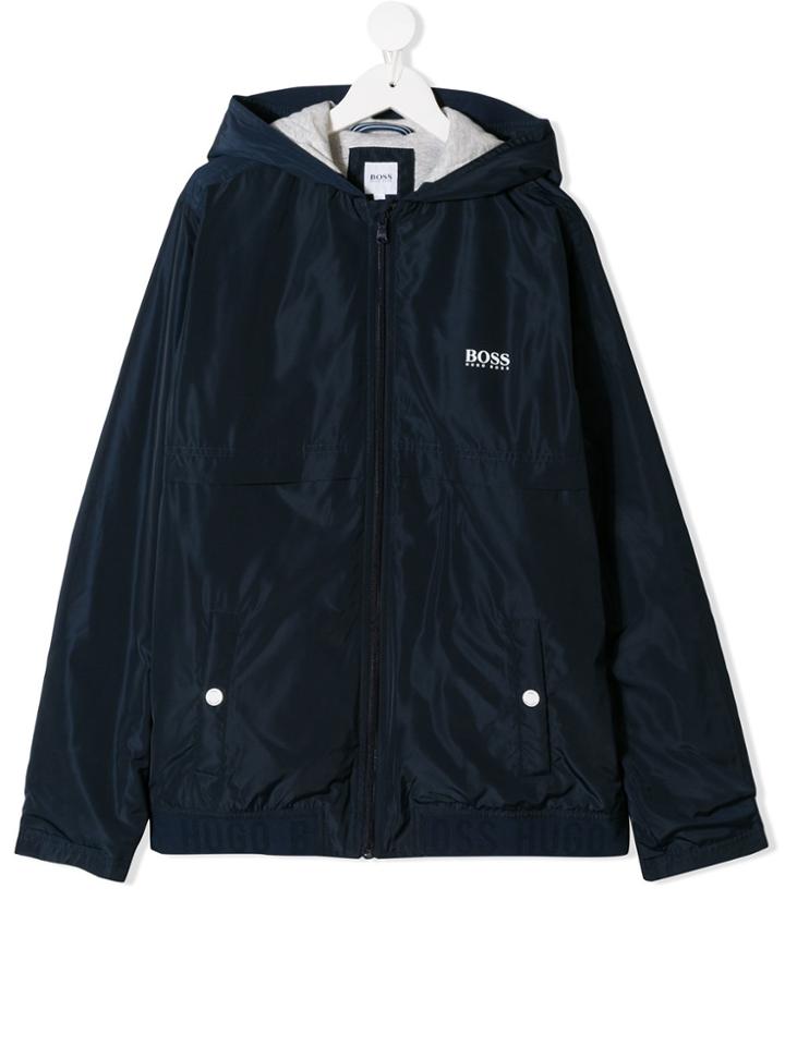 Boss Kids Teen Logo Hooded Jacket - Blue
