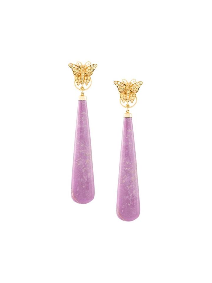Lydia Courteille Sapphire Butterfly Drop Earrings, Women's, Pink/purple