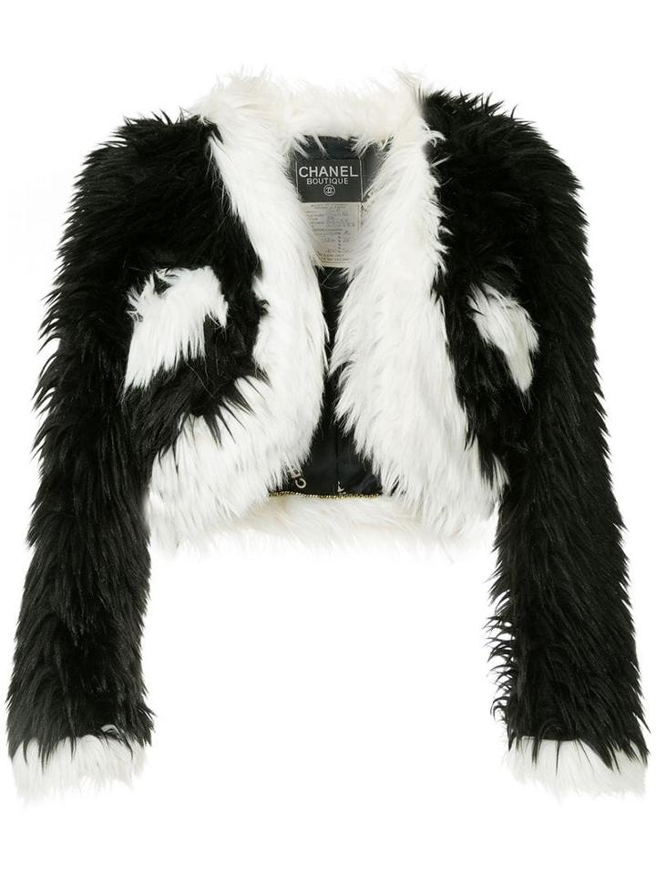 Chanel Pre-owned Fur Effect Cropped Jacket - Black